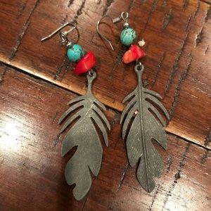 Silver “Feather” drop earring